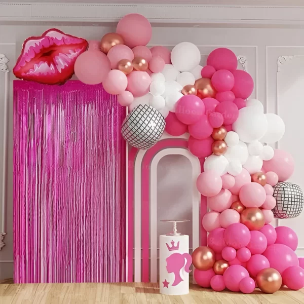 Arco De Globos Barbie Rosa Fucsia 124 Piezas
