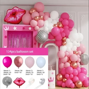 Arco De Globos Barbie Rosa Fucsia 124 Piezas