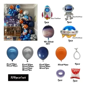 Arco De Globos Temática Astronauta Cohete 109 Piezas