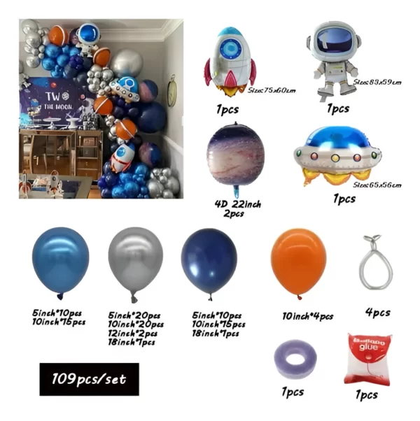Arco De Globos Temática Astronauta Cohete 109 Piezas