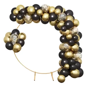 Arco De Globos Negro Dorado Crome 120 Piezas