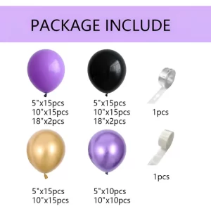 Arco De Globos Negro Violeta 116 Piezas