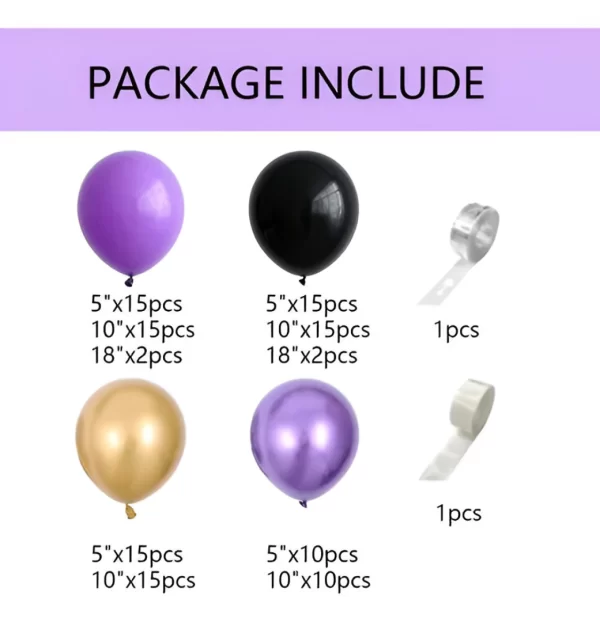 Arco De Globos Negro Violeta 116 Piezas