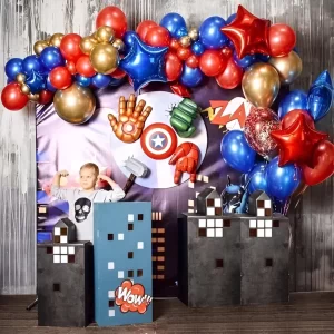 Arco De Globos Orgánico Azul Rojo 68 Piezas