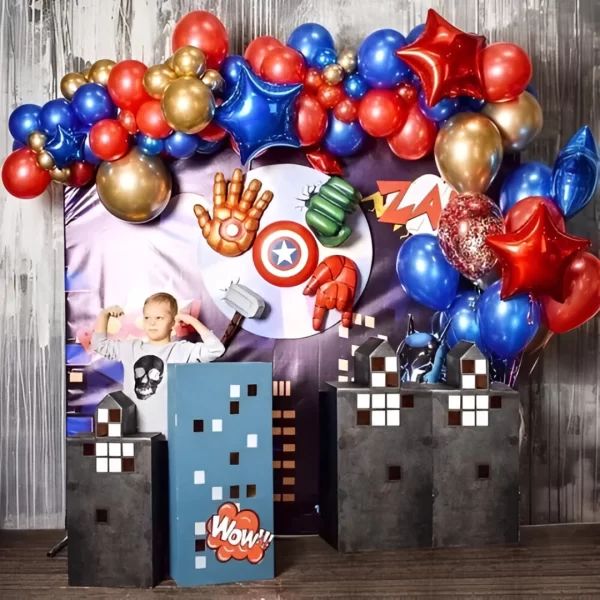 Arco De Globos Orgánico Azul Rojo 68 Piezas