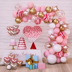 Arco de Globos Rosa Marmol 82 Piezas