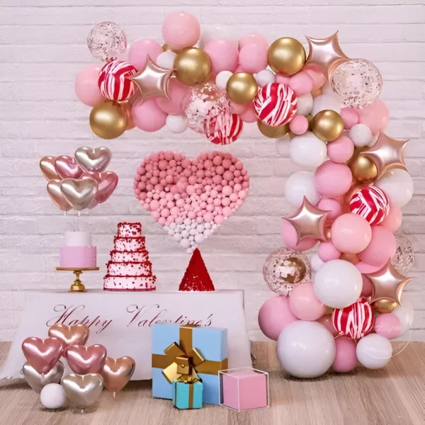 Arco de Globos Rosa Marmol 82 Piezas