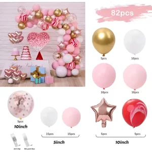 Arco de Globos Rosa Marmol 82 Piezas