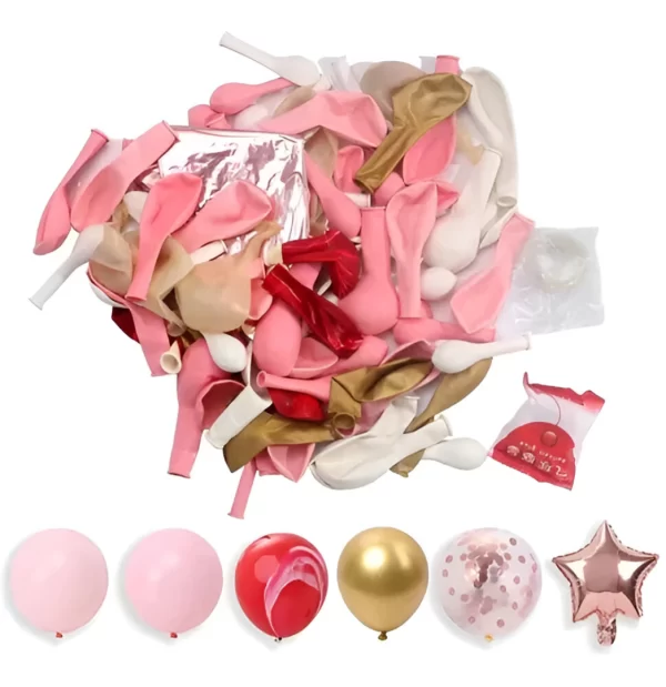 Arco de Globos Rosa Marmol 82 Piezas