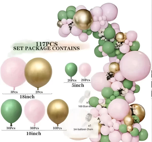 Arco de Globos Verde Nude 117 Piezas