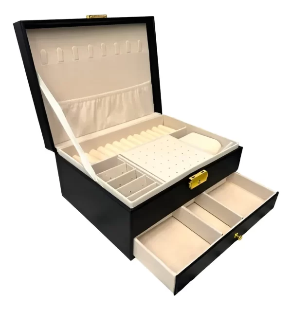 Joyero Con Cajón Cuero Pu Negro JM22