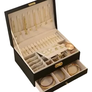 Joyero Con Cajón Cuero Pu Negro JM22