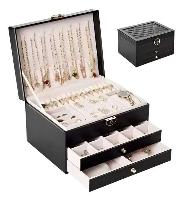 Joyero Cuero Pu Cajonero Triple