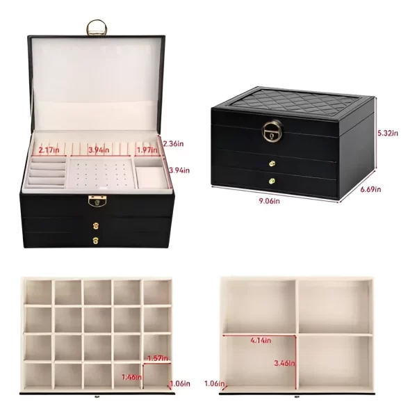 Joyero Cuero Pu Cajonero Triple