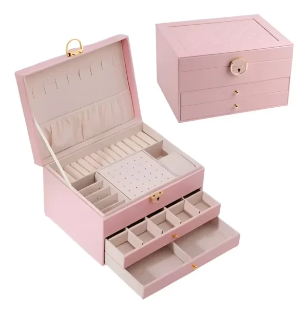 Joyero Cuero PU Cajonero Triple