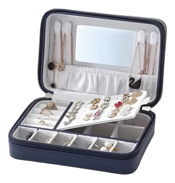 Joyero De Viaje Cuero Pu Azul 102