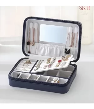 Joyero De Viaje Cuero Pu Azul 102