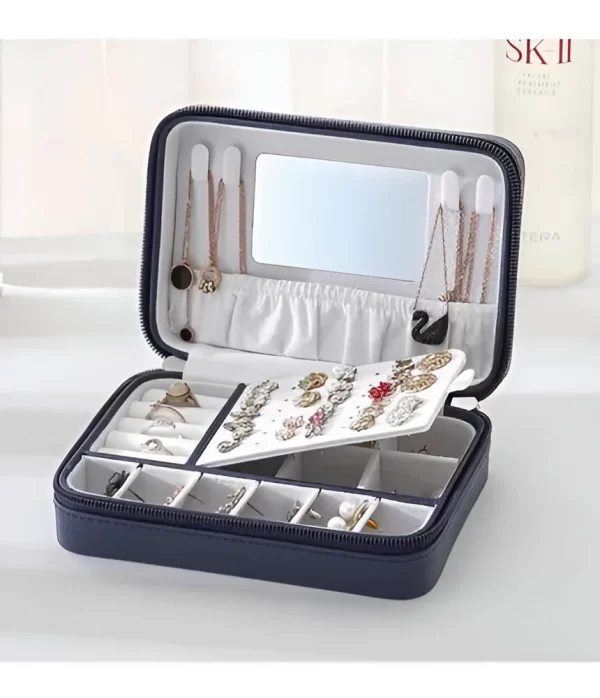 Joyero De Viaje Cuero Pu Azul 102