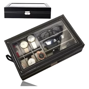 Joyero Para Reloj Y Gafas Cuero PU Negro