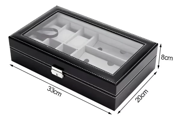 Joyero Para Reloj Y Gafas Cuero Pu Negro
