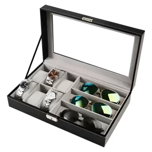 Joyero Para Reloj Y Gafas Cuero PU Negro