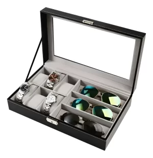 Joyero Para Reloj Y Gafas Cuero PU Negro