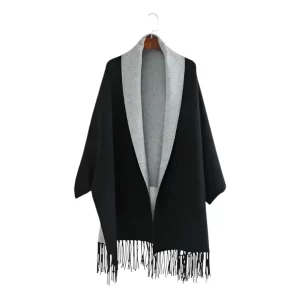 Ruana Reversible Invierno Negro/Gris