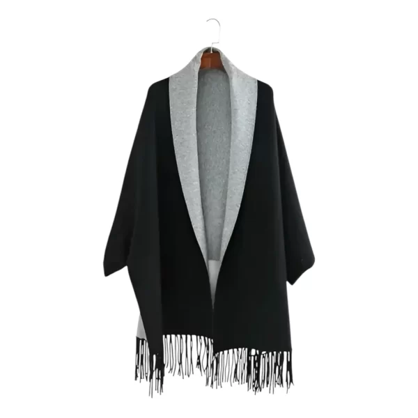 Ruana Reversible Invierno Negro/Gris