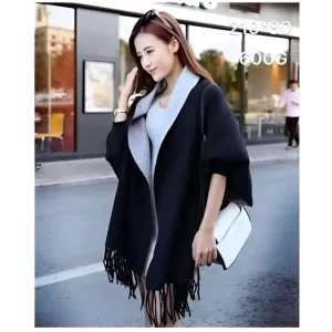 Ruana Reversible Invierno Negro/Gris