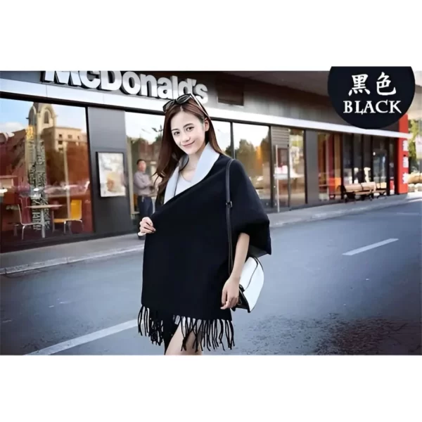 Ruana Reversible Invierno Negro/Gris