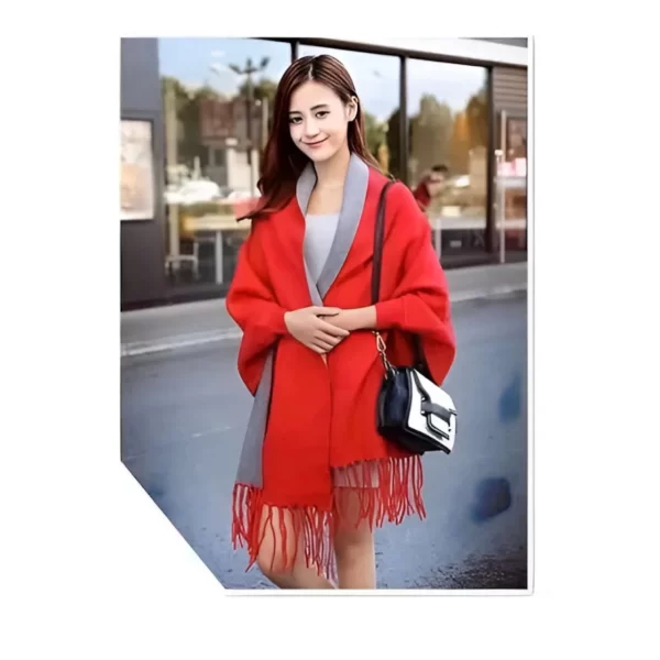 Ruana Reversible Invierno Rojo/Gris