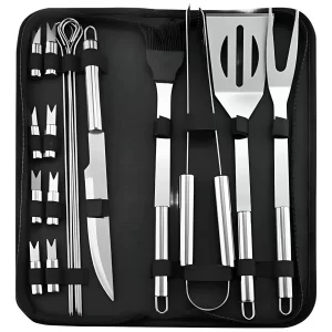 Set Parrilla 18 Piezas Set Asador Estuche Acero Inoxidable