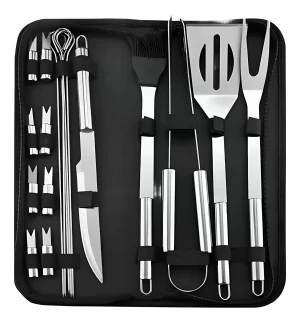 Set Parrilla 18 Piezas Set Asador Estuche Acero Inoxidable