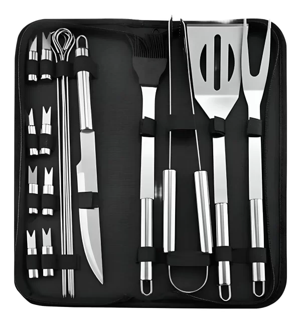 Set Parrilla 18 Piezas Set Asador Estuche Acero Inoxidable