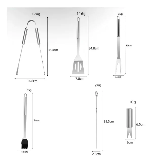 Set Parrillero 27 Pzs Kit Asador Acero Inoxidable
