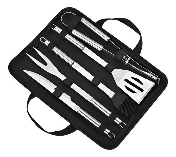 Set Parrilla 18 Piezas Set Asador Estuche Acero Inoxidable