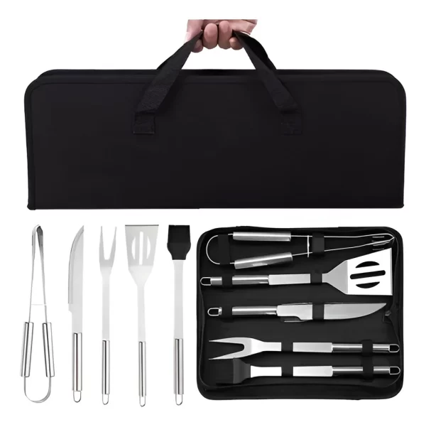 Set Parrilla 18 Piezas Set Asador Estuche Acero Inoxidable