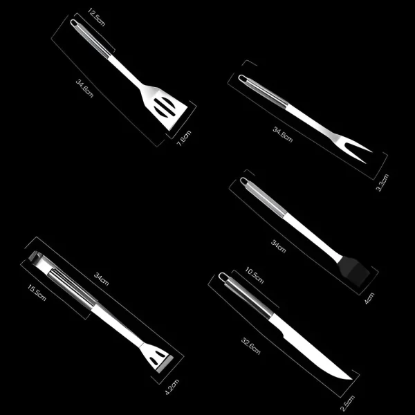 Set Parrilla 18 Piezas Set Asador Estuche Acero Inoxidable