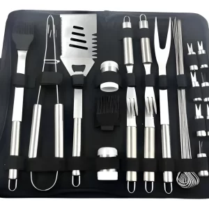 Set Parrillero 27 Pzs Kit Asador Acero Inoxidable