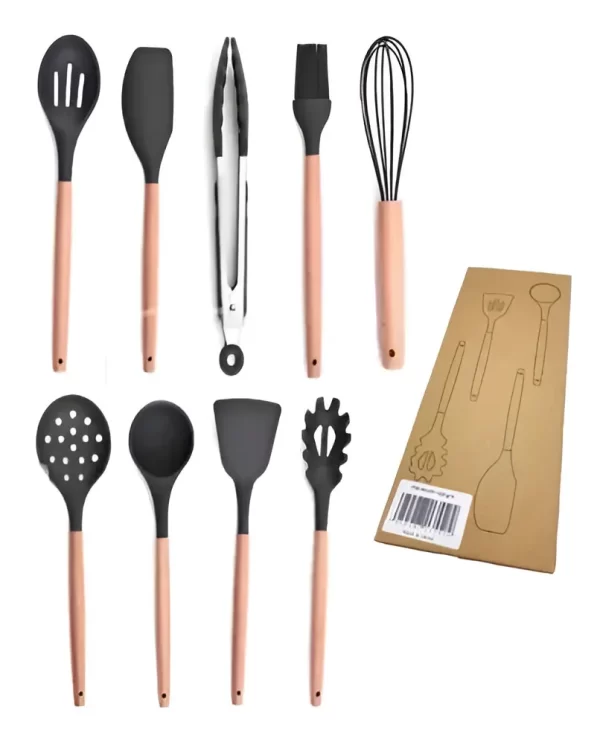 Set de 9 utensilios de silicona