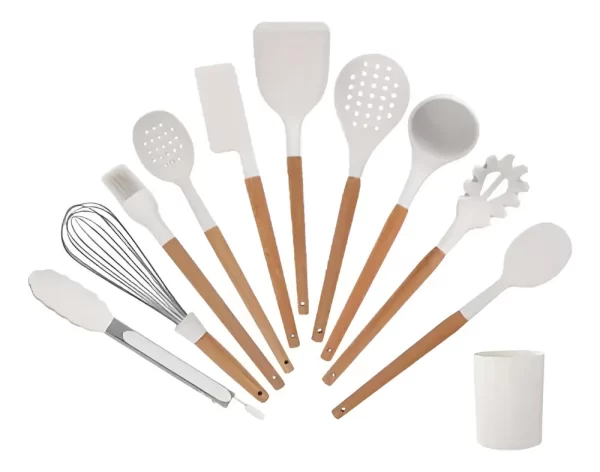 Utensilios De Cocina Silicona Blanco 11 Piezas