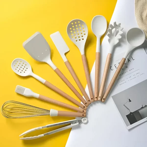 Utensilios De Cocina Silicona Blanco 11 Piezas