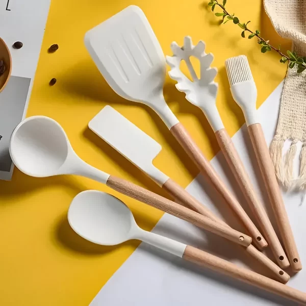Utensilios De Cocina Silicona Blanco 11 Piezas