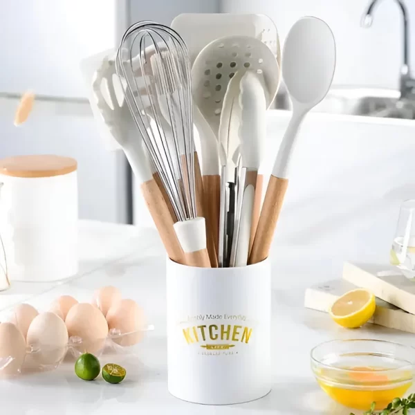 Utensilios De Cocina Silicona Blanco 11 Piezas