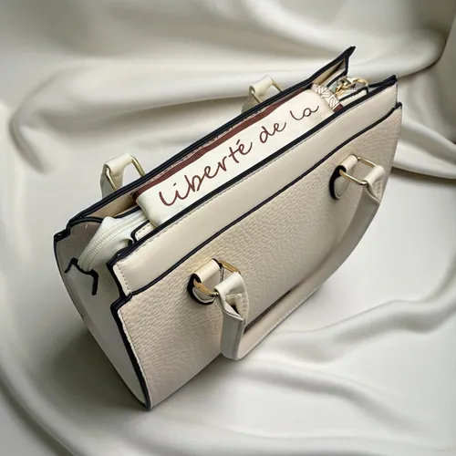 Cartera Cuero Pu Lazo Beige 10500