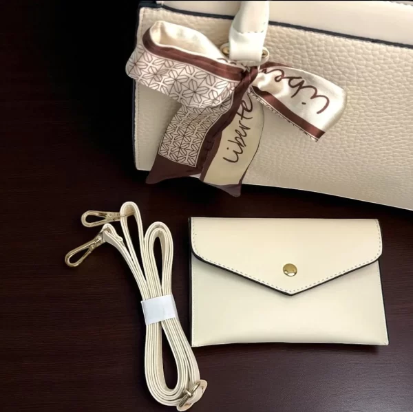 Cartera Cuero Pu Lazo Beige 10500