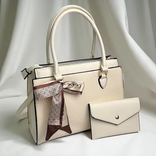Cartera Cuero Pu Lazo Beige 10500