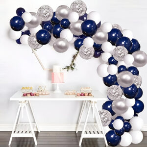 Arco De Globos Orgánico Azul Plateado 120 Piezas