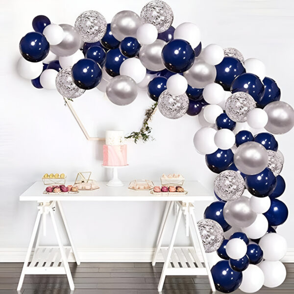 D_649415-MLA44940580990_022021-O Arco De Globos Orgánico Azul Plateado 120 Piezas