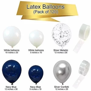 Arco De Globos Orgánico Azul Plateado 120 Piezas